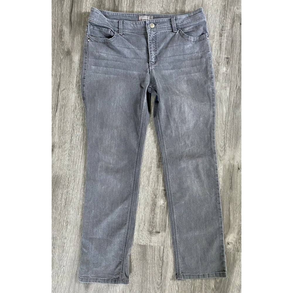 Chico's So Slimming 5 Pocket Slim Leg Gray Stretch Petite Jeans Sz 1 (31-32)